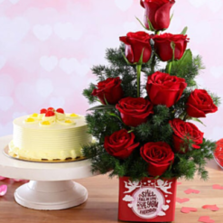 butterscotch bliss with red roses and fast delivery options