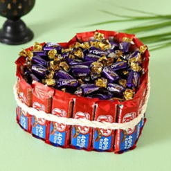 crunchy chocoheart pie with kitkat and choclairs, fast gift delivery options