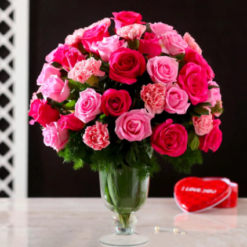 glass vase rose carnation delight with fast delivery options