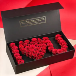 luxury black box of roses with fast delivery options