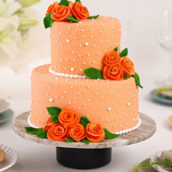 "Peach Petal Romance Cake with fast delivery options"