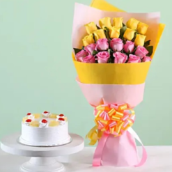 sweet roses and pineapple cake combo with fast delivery options