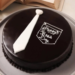 choco celebration cake for boss with rich chocolate decoration