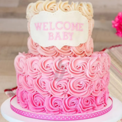 Rosy Elegance Cream Tier Cake