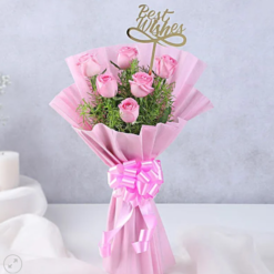 Romantic pink rose bouquet gift for her