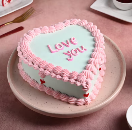 Blushing Rose Heart Cake – Heart-Shaped Rose Cake