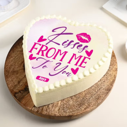 Cupid’s Kiss Heart Cake – Heart-Shaped Kiss Day Cake