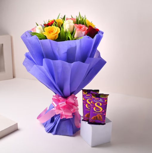 Divine Rose Touch & Cocoa Treat Combo – Roses and Chocolates Gift