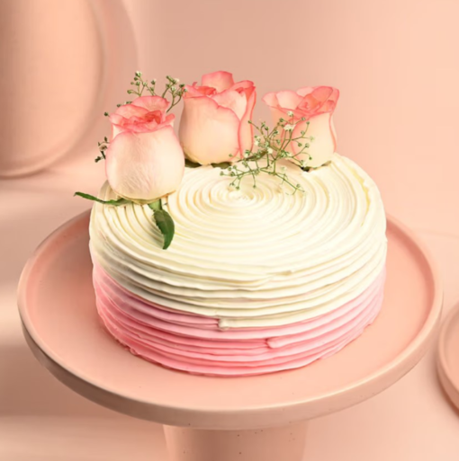 Elegant Rose Bloom Cake – Floral Cake with Rose Icing