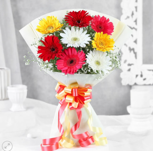 Bright colorful gerbera bouquet for gifting