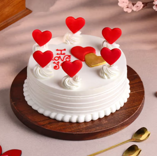 Love Bloom Heart Cake – Heart Decorated Valentine Cake