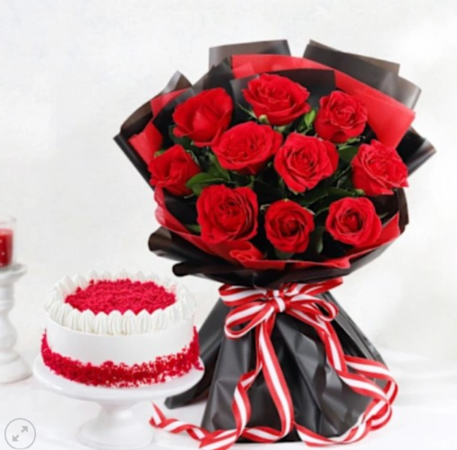 Scarlet bliss cake and flower combo online delivery India