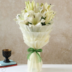 Fresh white lily flower bouquet for delivery
