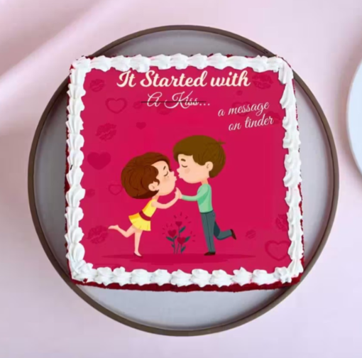 Romantic cake for Tinder love story celebration