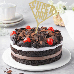 Father's Day special black forest cake 500g – Super Dad cake with cream and cherries