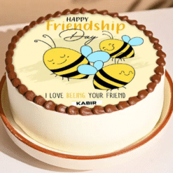Bee Buddies Friendship Day Cake with Cute Cartoon Design