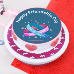 Bonded Moments Poster Cake with friendship-themed design and photo