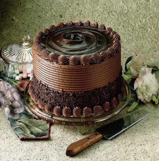 Choco fantasy cake with rich layers and glossy chocolate topping