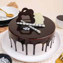 Premium decadent chocolate cake with rich fudge and creamy ganache