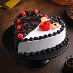 Velvet Chocolate Vanilla Heart Shape Cake Online