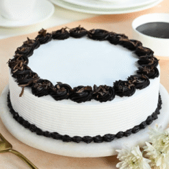 Black Forest Celebration Cake with cream and cherries