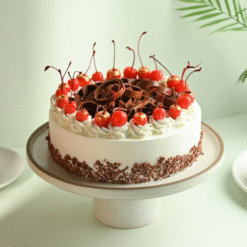 Enchanted Black Forest Bliss with whipped cream and cherries
