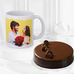 ChocoGlow eggless truffle cake with custom magic mug combo