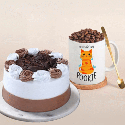 Sweet Moments Black Forest Bento Cake with Pookie Mug – Cute Gift Combo