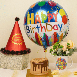 Birthday Bliss Celebration Arrangement with premium gifts and flowers