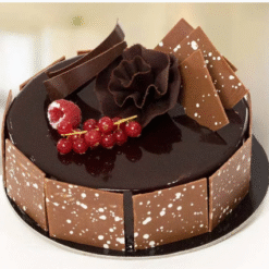 Alternative view of Crimson Bliss Roses & Fudge Cake Combo