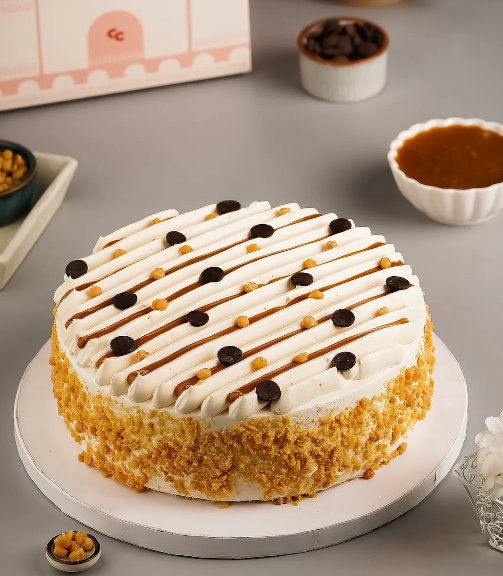 Golden Caramel Crunch Butterscotch Cake - Image 2