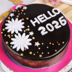 Welcome New Year Chocolate Cake with Rich Chocolate Cream Design