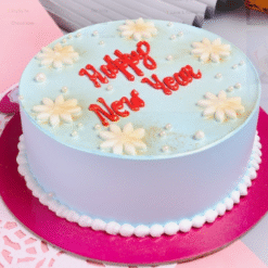 Midnight New Year Vanilla Cake with Fresh Cream Design