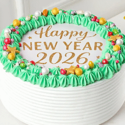 Alternative view of New Year 2026 Personalized Butterscotch Photo Cake