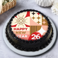 Happy New Year 2026 truffle photo cake with personalized image