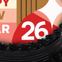 Alternative view of New Year 2026 Personalized Truffle Photo Cake