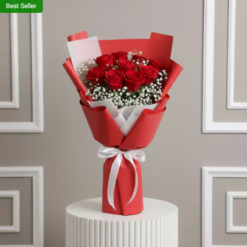 10 red roses bouquet arranged for a romantic gift