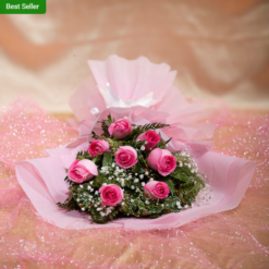 Alternative view of 8 Pink Roses Bouquet Online