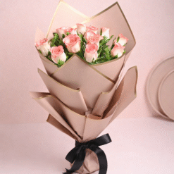 Blush Promise pink roses bouquet with elegant wrapping