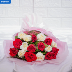 Alternative view of Crimson Charm Mixed Roses Bouquet