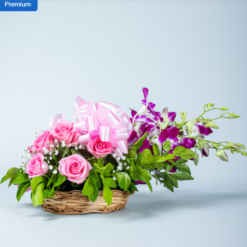 Alternative view of Elegant Pink Mixed Flower Basket for Special Occasions