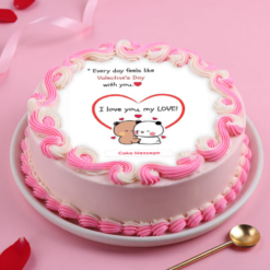 Everyday valentine chocolate love cake with smooth chocolate cream