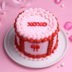 XOXO red bow chocolate cake online delivery in India