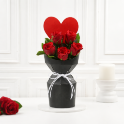 Forever Yours red rose bouquet with heart arrangement
