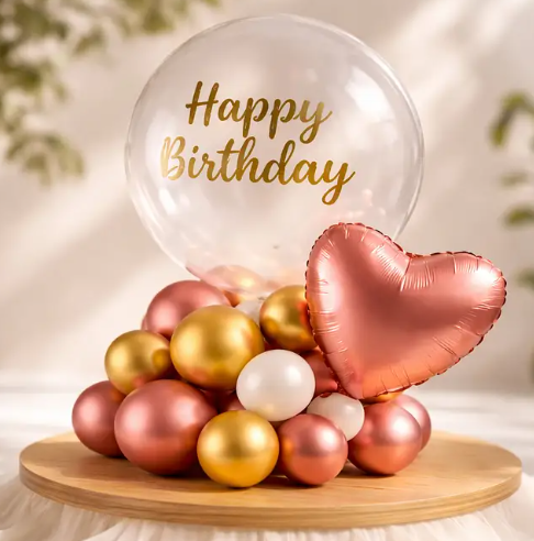 Soft Blush Gold Balloon Bouquet